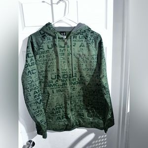 Under Armour, men’s forest, green full zip hoodie, size small